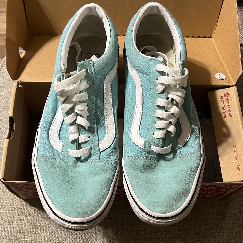 Vans Mint Green and White Sneakers
